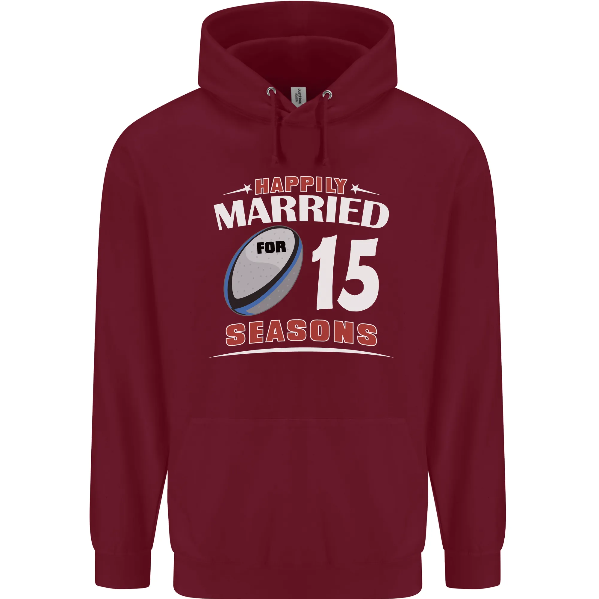 15 Year Wedding Anniversary 15th Rugby Mens 80% Cotton Hoodie