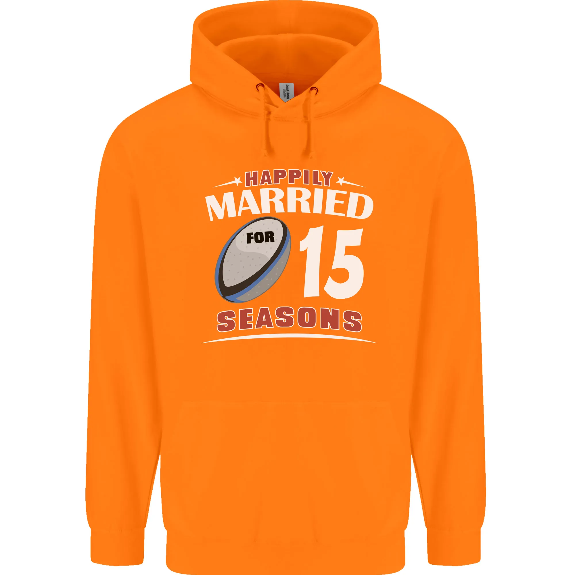 15 Year Wedding Anniversary 15th Rugby Mens 80% Cotton Hoodie