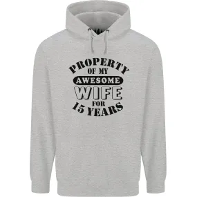 15th Wedding Anniversary 15 Year Funny Wife Mens 80% Cotton Hoodie