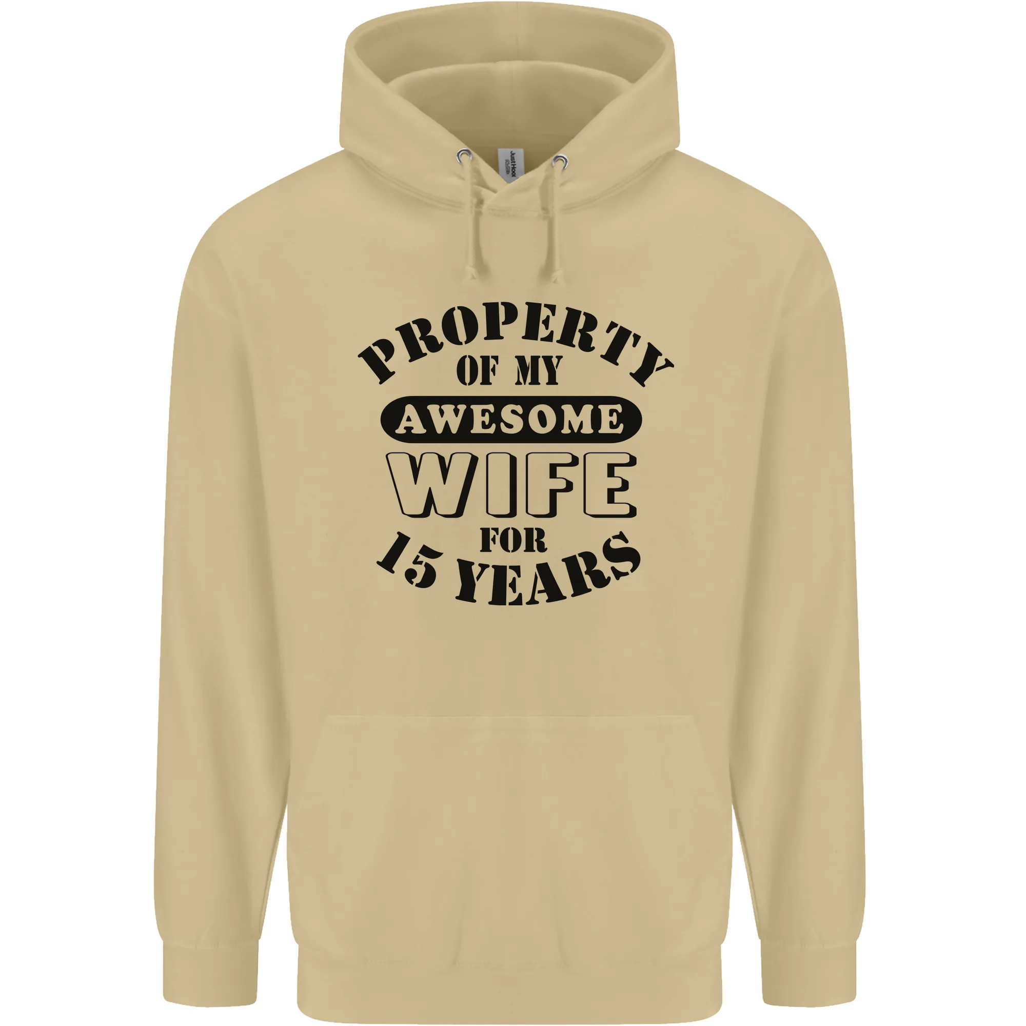 15th Wedding Anniversary 15 Year Funny Wife Mens 80% Cotton Hoodie