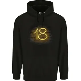 18th Birthday Neon Lights 18 Year Old Mens 80% Cotton Hoodie