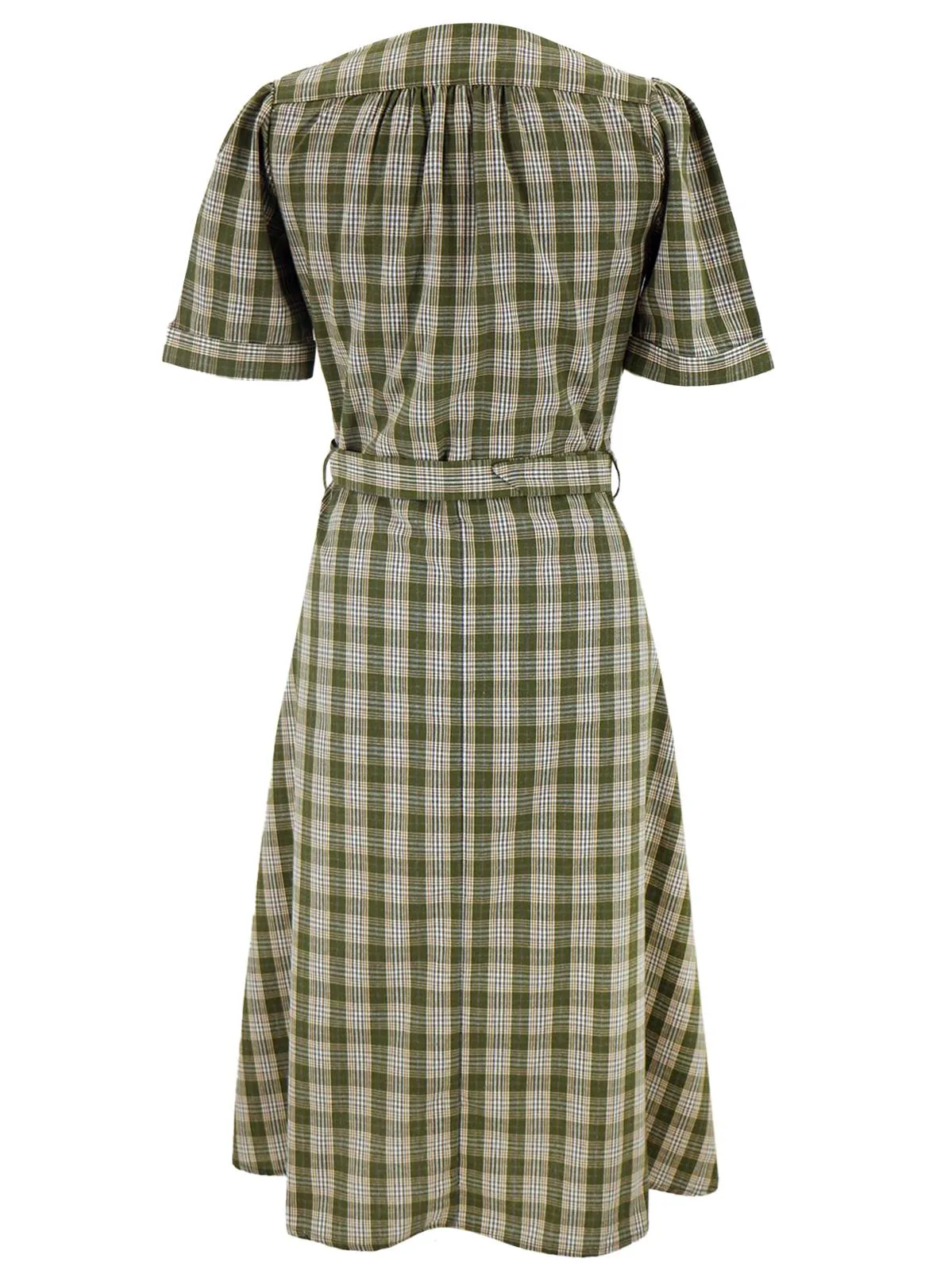 1940s Vintage Lumber Jill Check Day Dress in Green