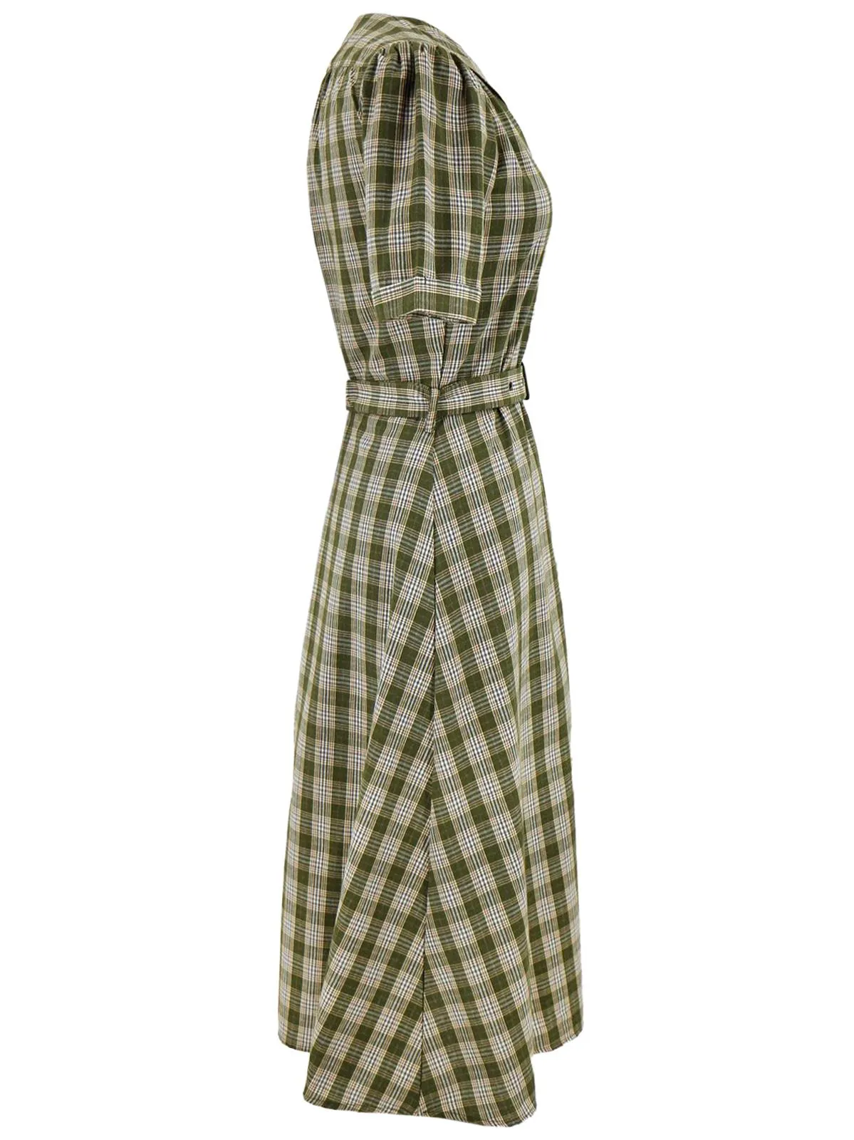 1940s Vintage Lumber Jill Check Day Dress in Green