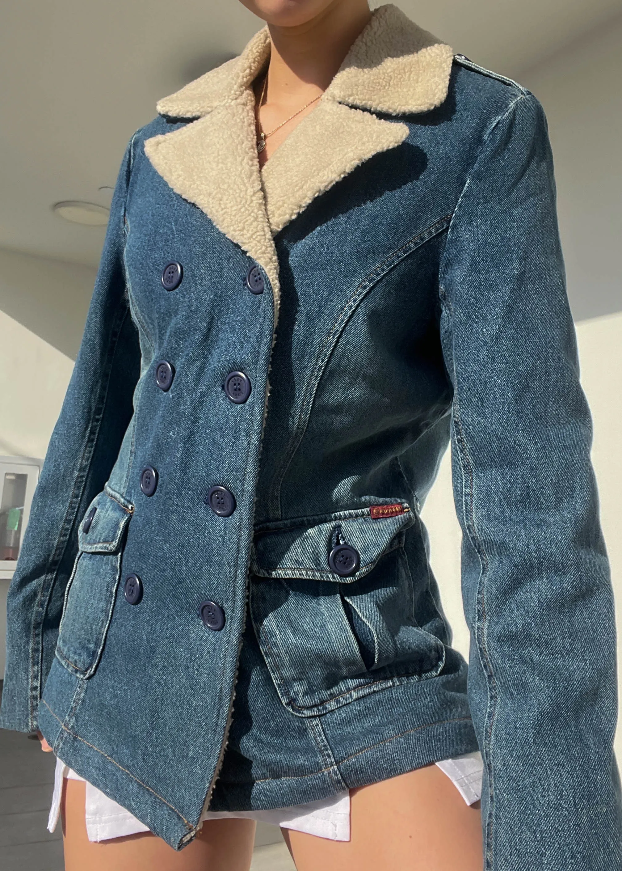 2000's Roxy Teddy Collar Denim Coat (M)