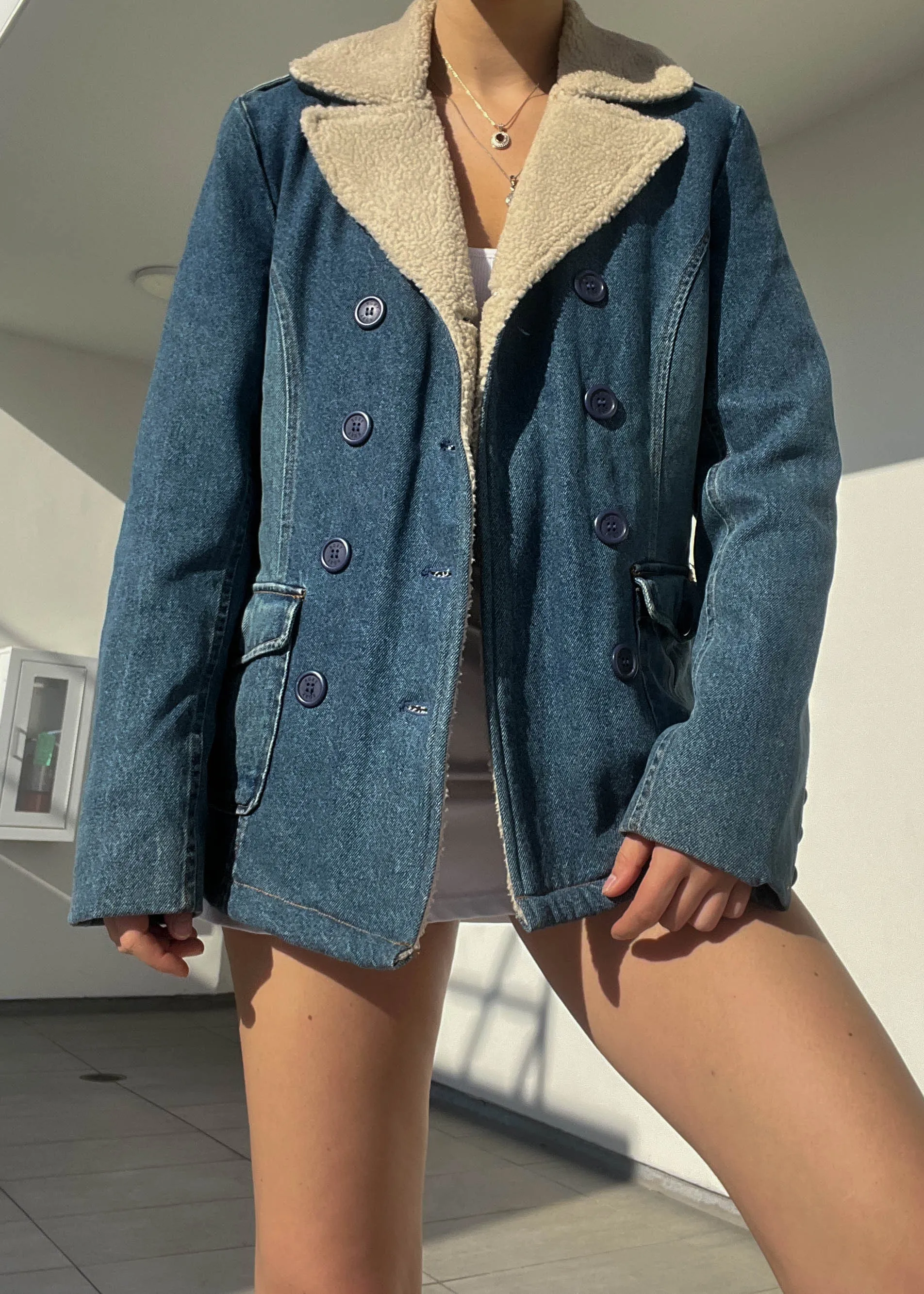 2000's Roxy Teddy Collar Denim Coat (M)