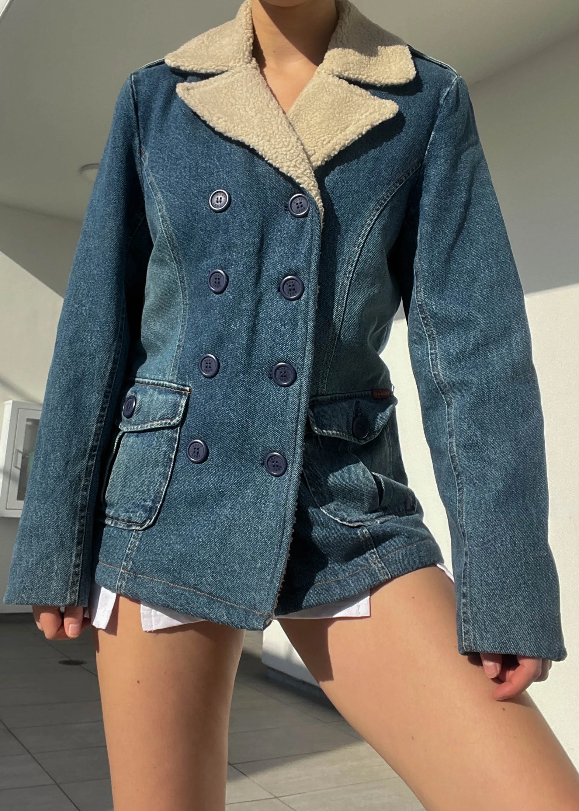 2000's Roxy Teddy Collar Denim Coat (M)