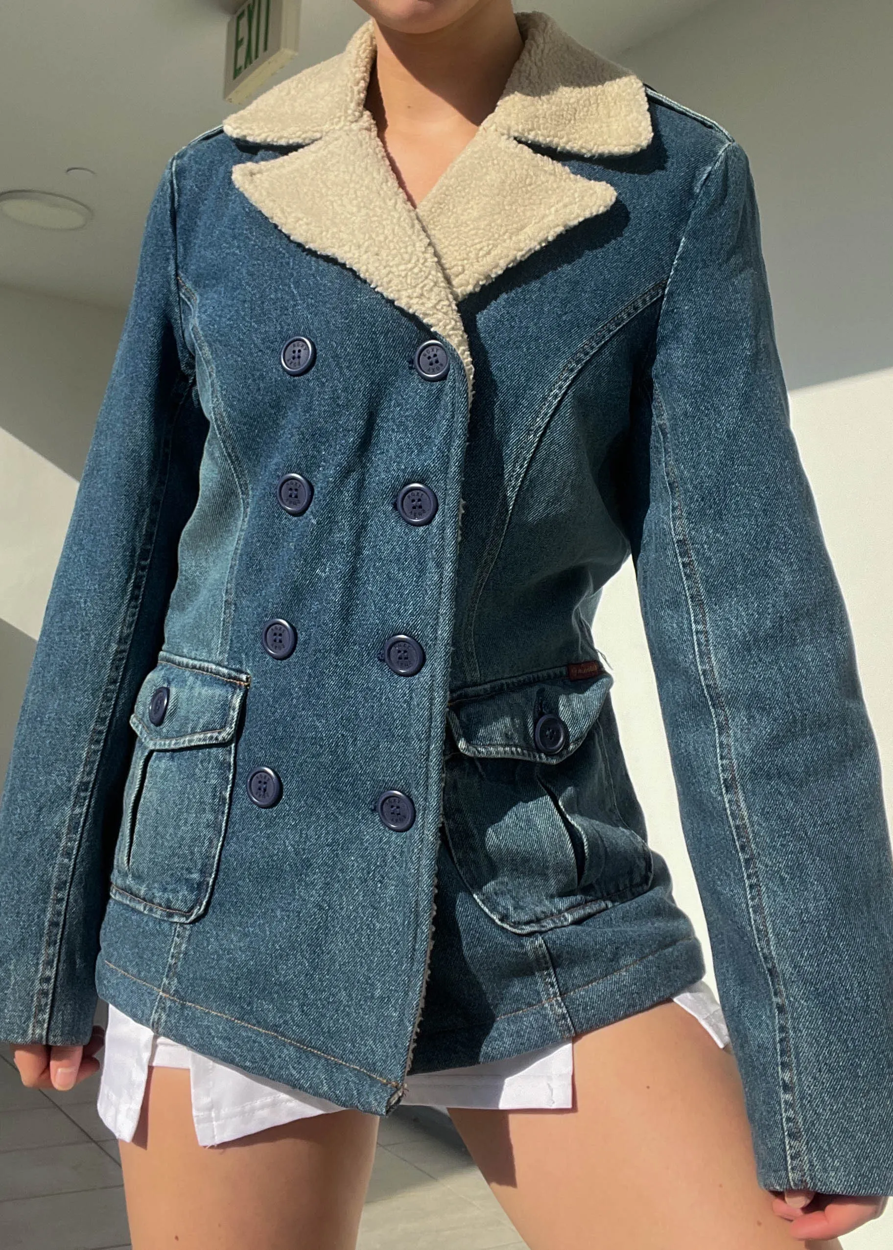 2000's Roxy Teddy Collar Denim Coat (M)