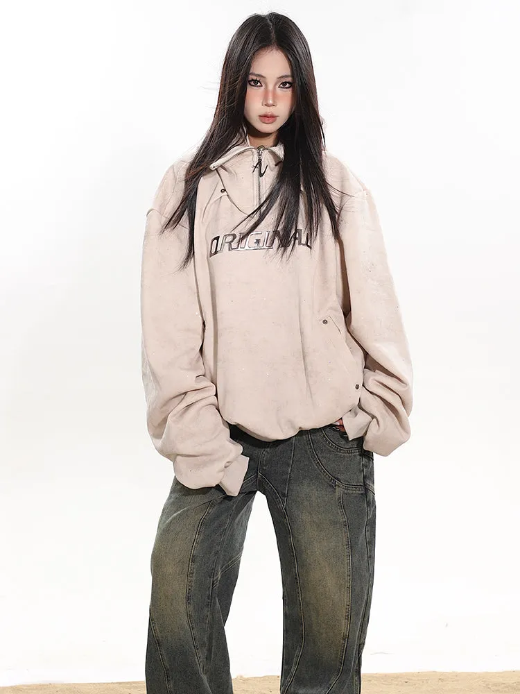 【23s December.】Gypsophila Double-layered High Collar Fake Two-piece Sweatshirt