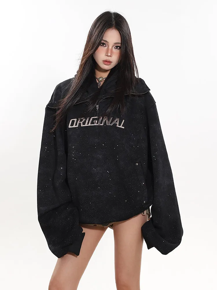 【23s December.】Gypsophila Double-layered High Collar Fake Two-piece Sweatshirt