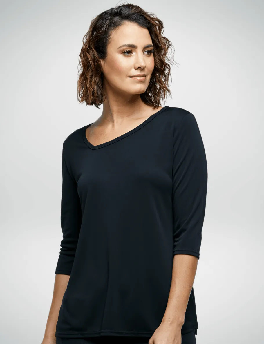 6802Q89 Corporate Reflections Aries Asymmetric Neckline Top