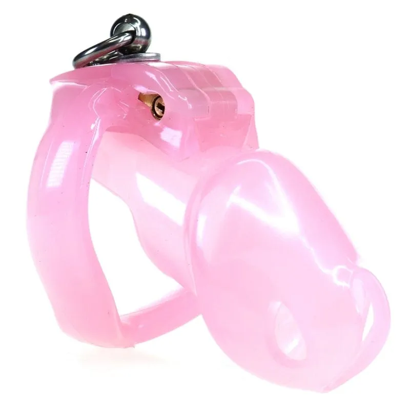 7235M      Sissy’s Clitty Leash Locking Pink Chastity with Lead Ring, Medium Base Cock Ring Size