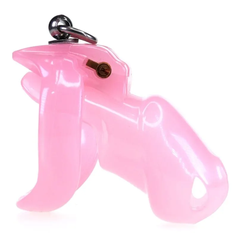 7235M      Sissy’s Clitty Leash Locking Pink Chastity with Lead Ring, Medium Base Cock Ring Size