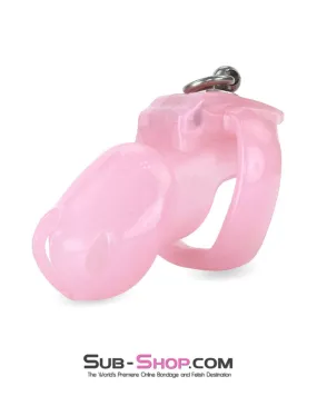 7265M      Sissy’s Clitty Leash Locking Pink Chastity with Lead Ring, Large Base Cock Ring Size - MEGA Deal