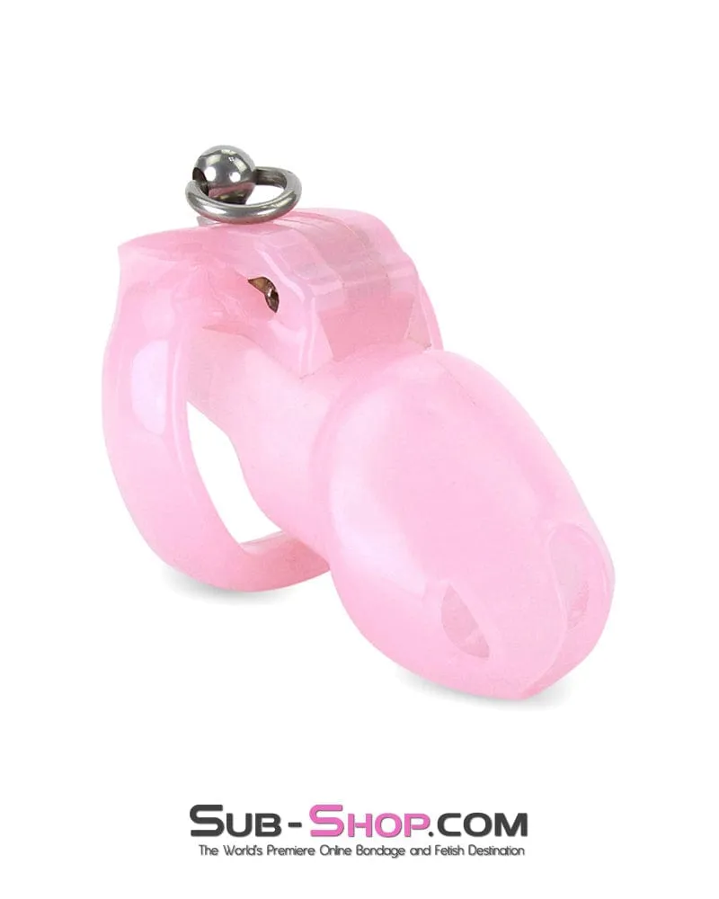 7265M      Sissy’s Clitty Leash Locking Pink Chastity with Lead Ring, Large Base Cock Ring Size - MEGA Deal