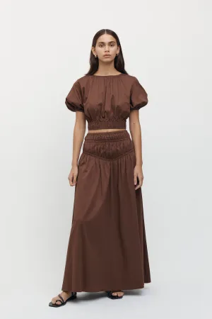 Adrienne Puff Sleeve Crop Top in Chocolate