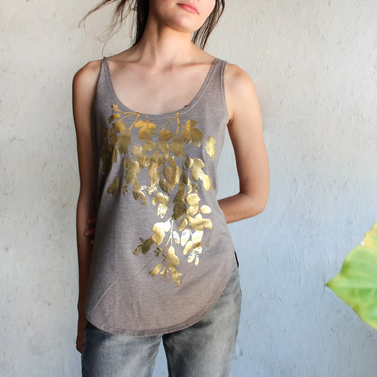 &quot;Foliage&quot; Mustard Tank Top