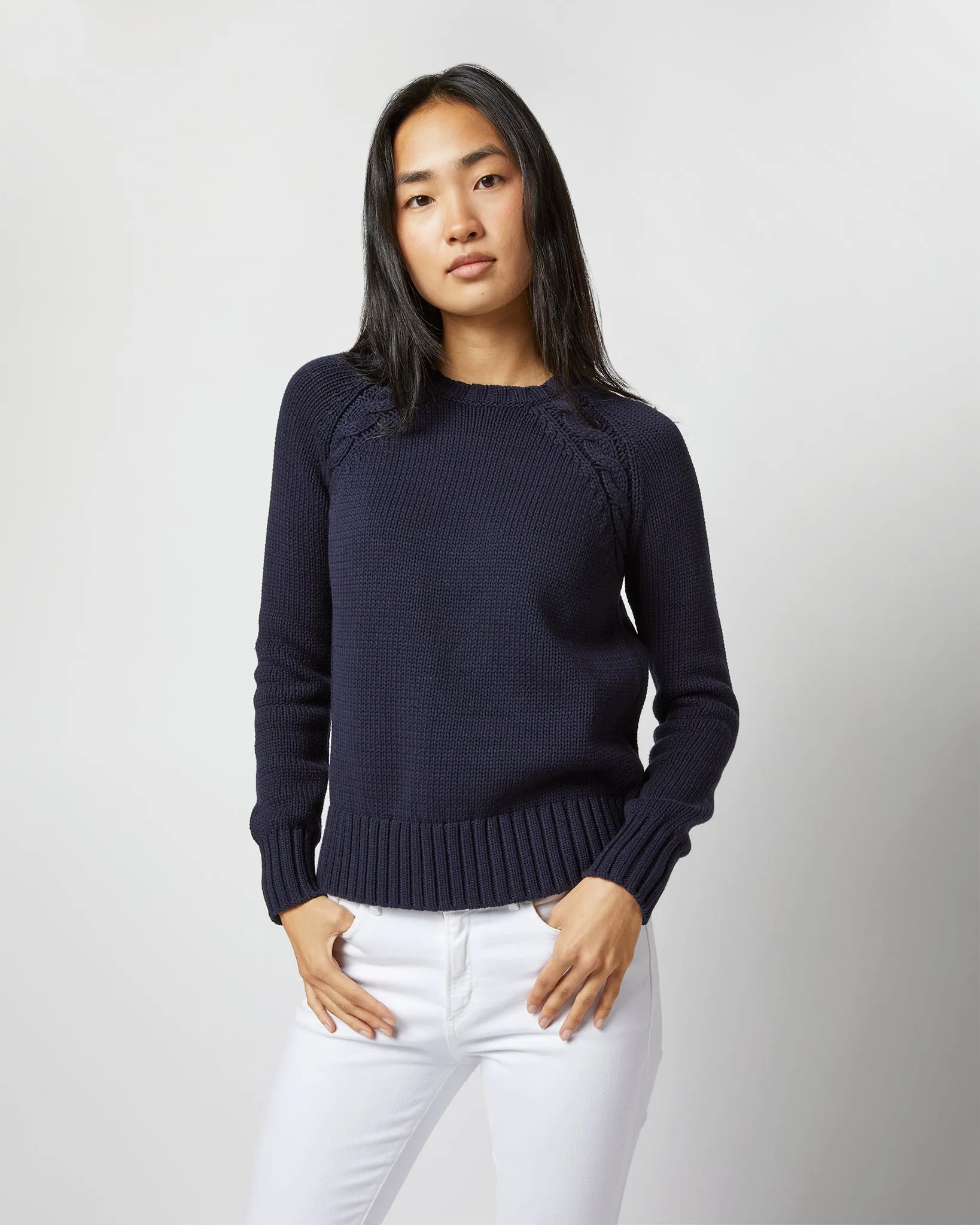 Aria Sweater in Navy Cotton Tape Yarn