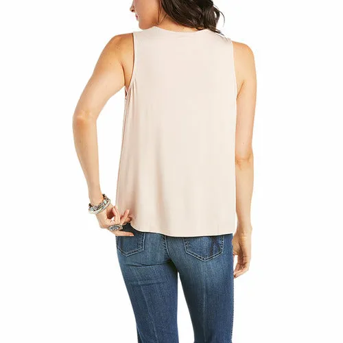 Ariat Ladies Feather Sleevless Shimmering Blush Tank CLOSEOUT