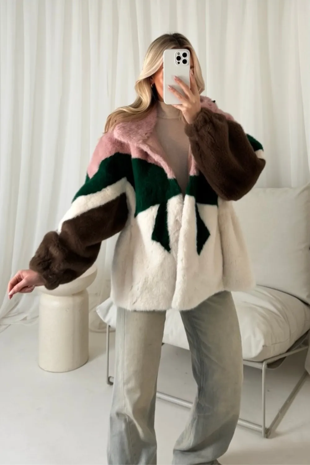 Aurora multi faux fur hooded jacket