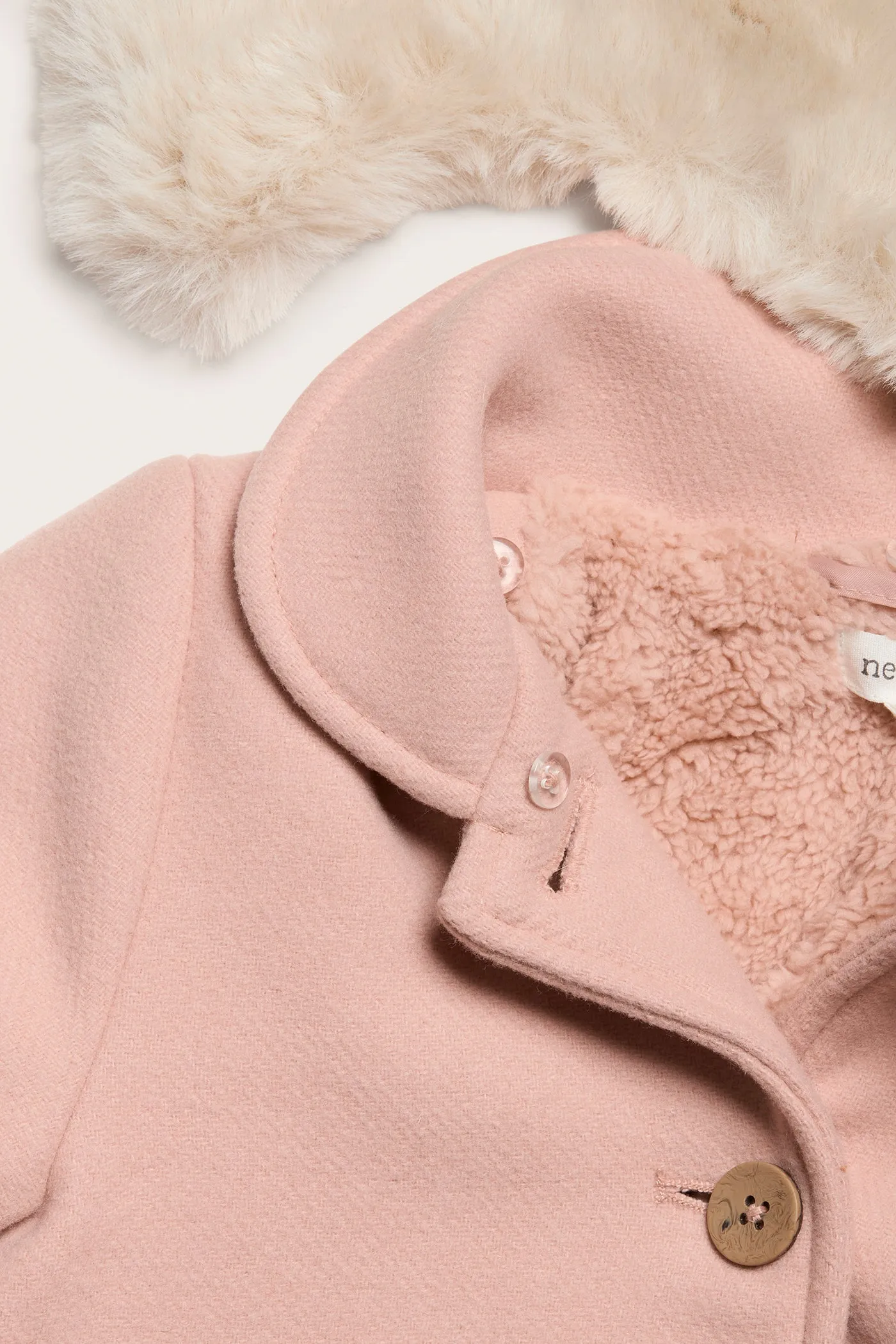 Baby & kids' pink faux fur collar coat