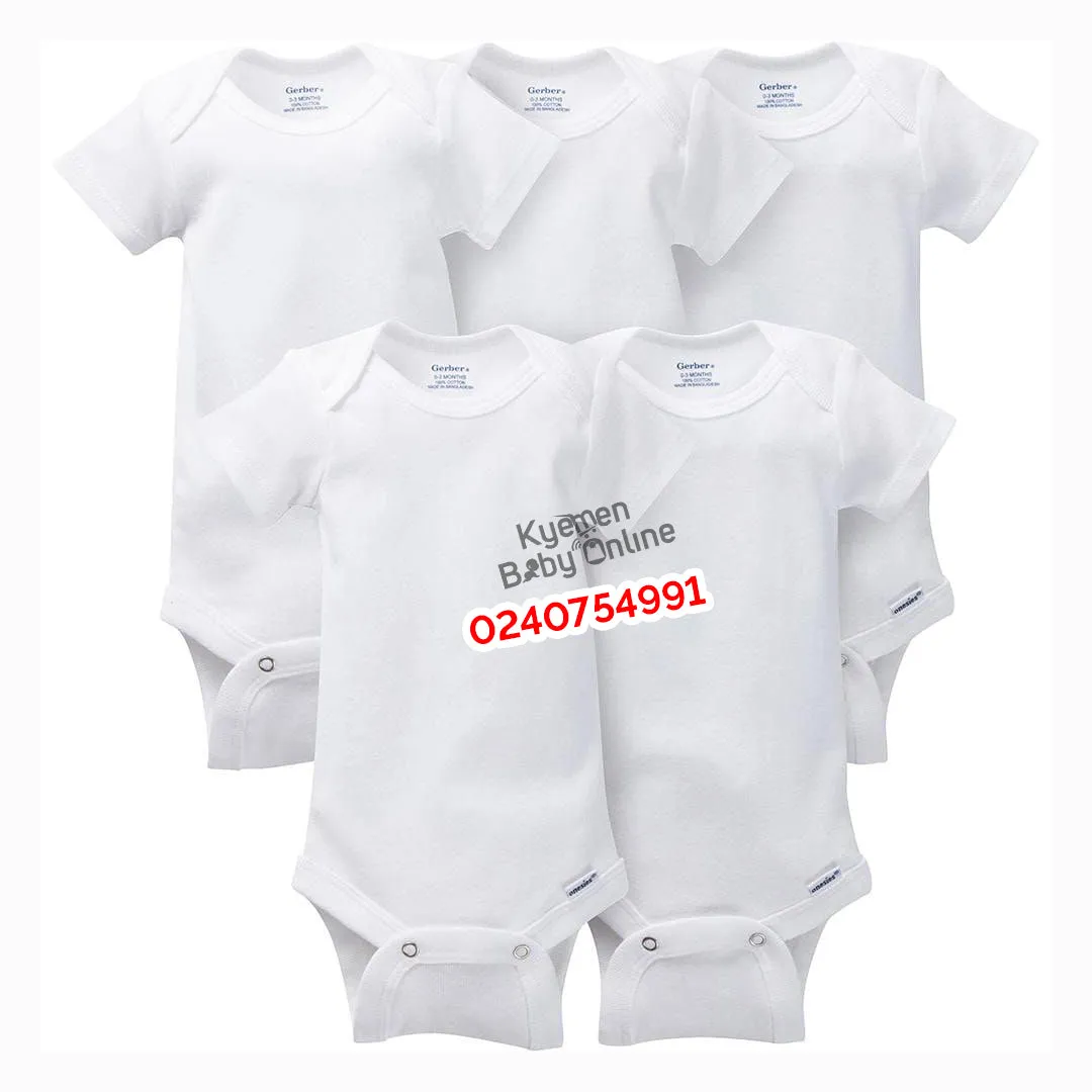 Baby Body Suit (Mighty Goods) Short Sleeves All White 5pcs