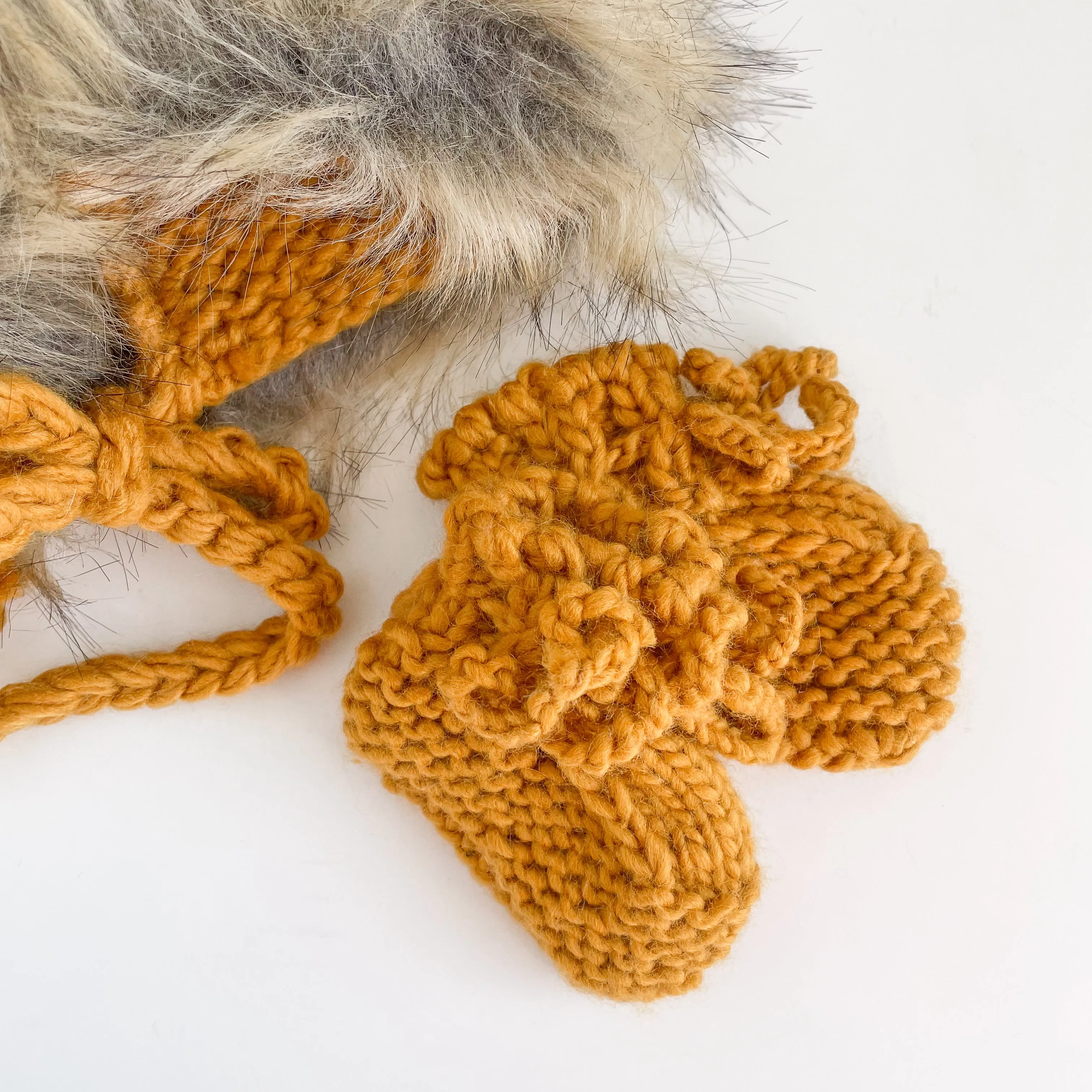 Baby Lion Hat and Booties Set, Mustard