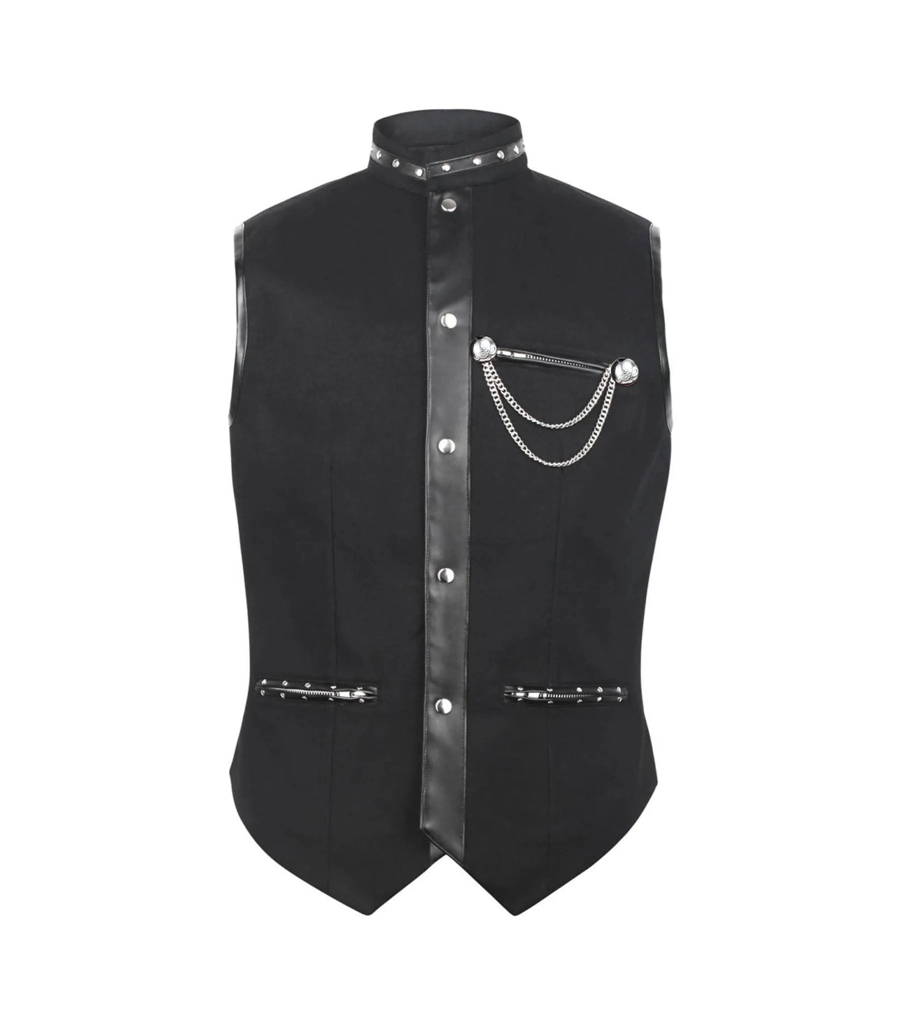 Black Cotton Men Gothic Waist Coat