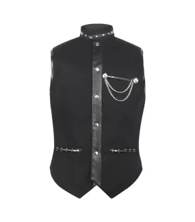 Black Cotton Men Gothic Waist Coat