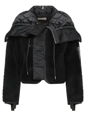 Black Nylon Faux Shearling Jacket