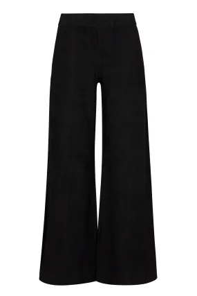 Black Suede Wide Leg Trousers