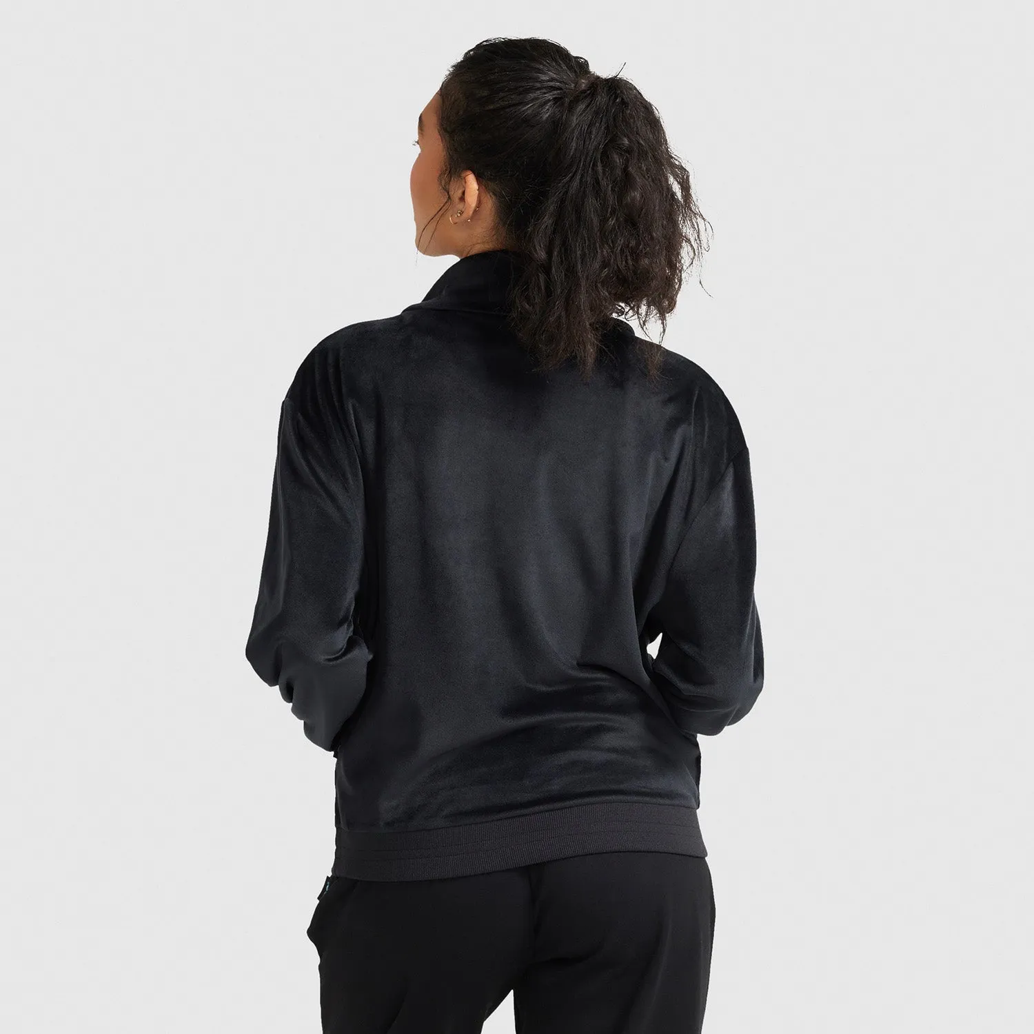 Black Velour Half Zip Pullover