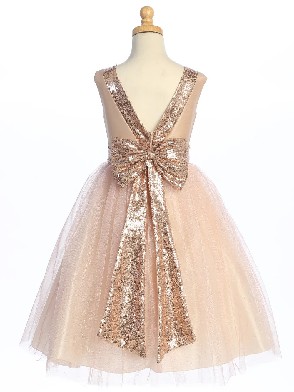 Blush Flower Girl Dress w/ shantung & sparkle tulle with sequins