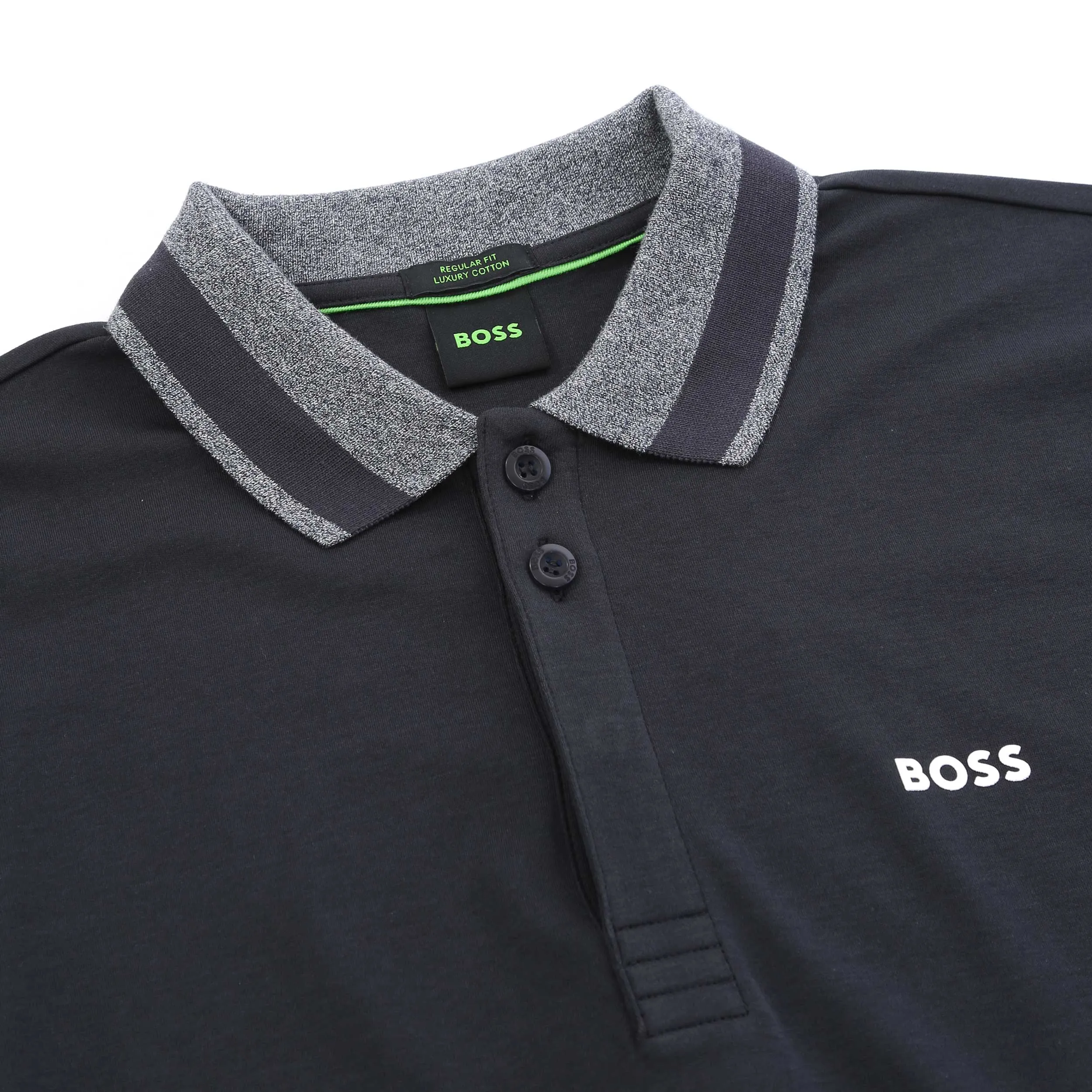 BOSS Plisy 2 Long Sleeve Polo Shirt in Navy