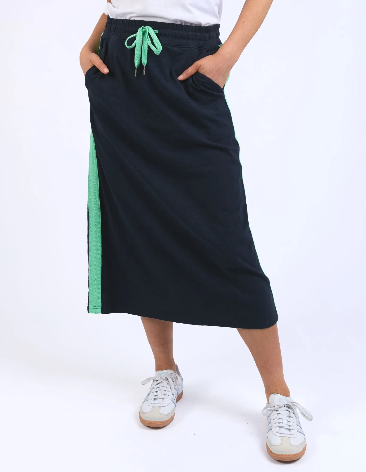 Brunch Skirt - Side Tape - Navy with Neon Green Tape