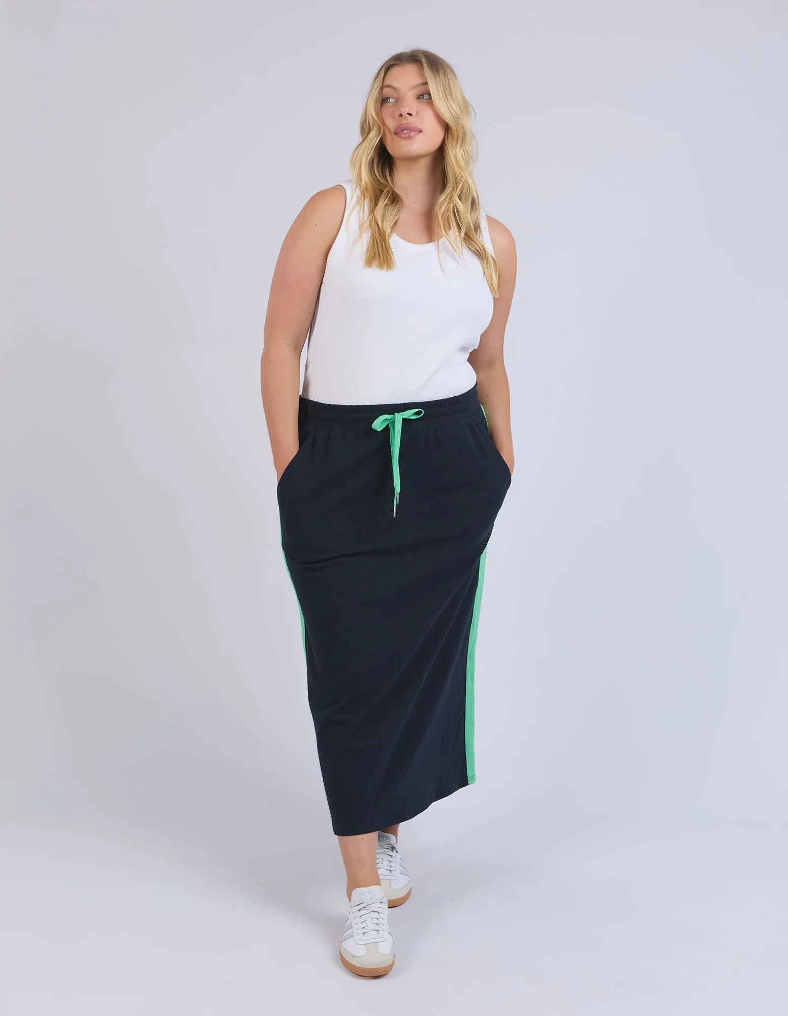 Brunch Skirt - Side Tape - Navy with Neon Green Tape