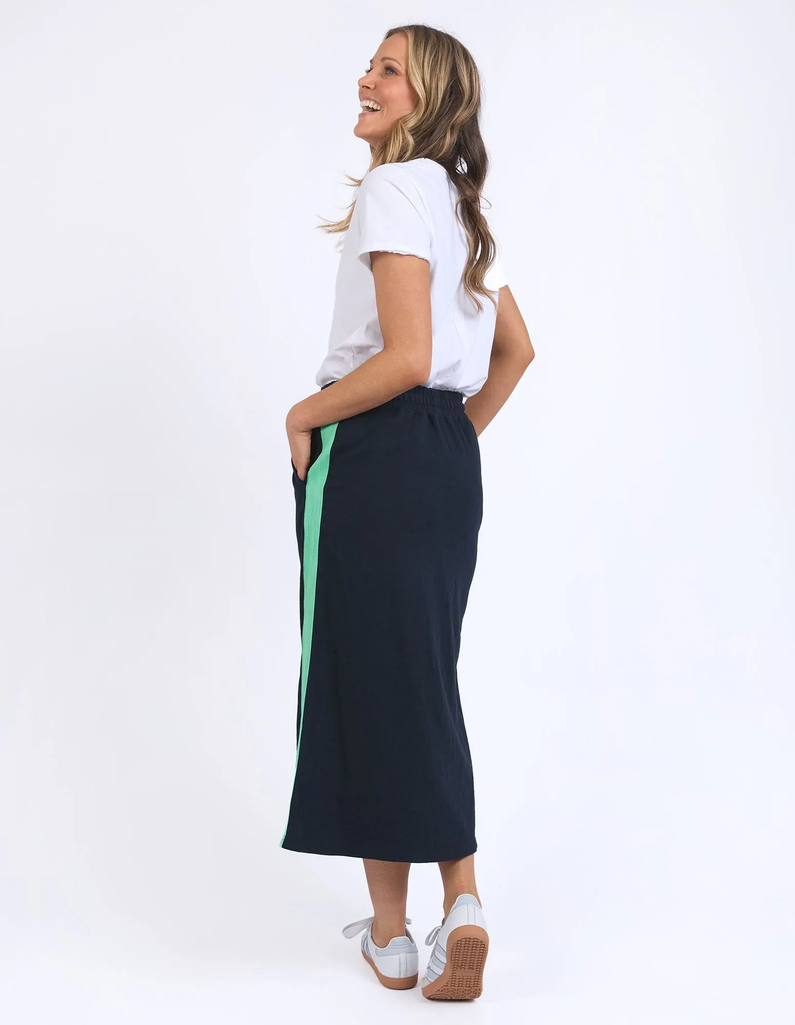 Brunch Skirt - Side Tape - Navy with Neon Green Tape