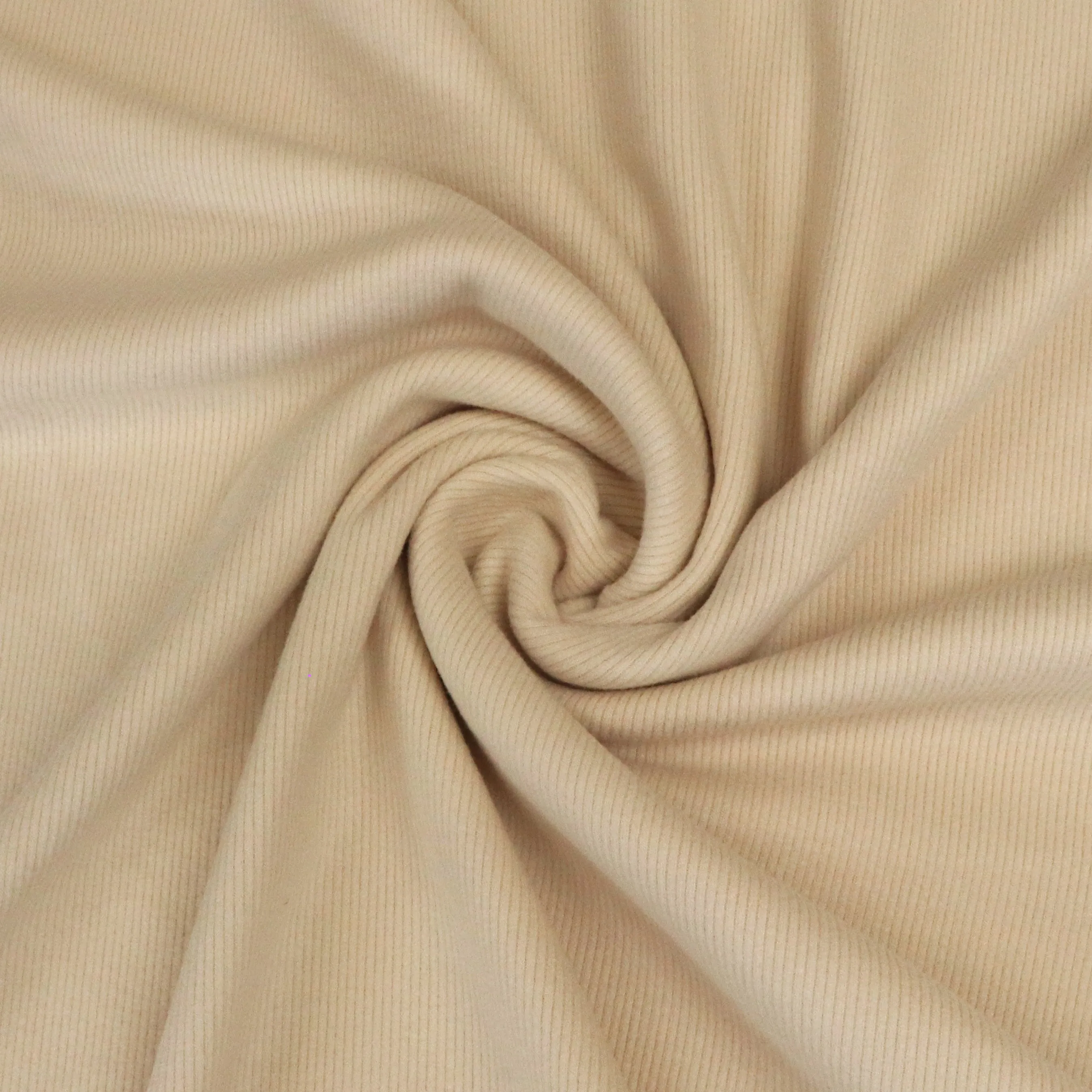 Brushed Viscose Ribbed Jersey Knit - Cream - END OF BOLT 63cm