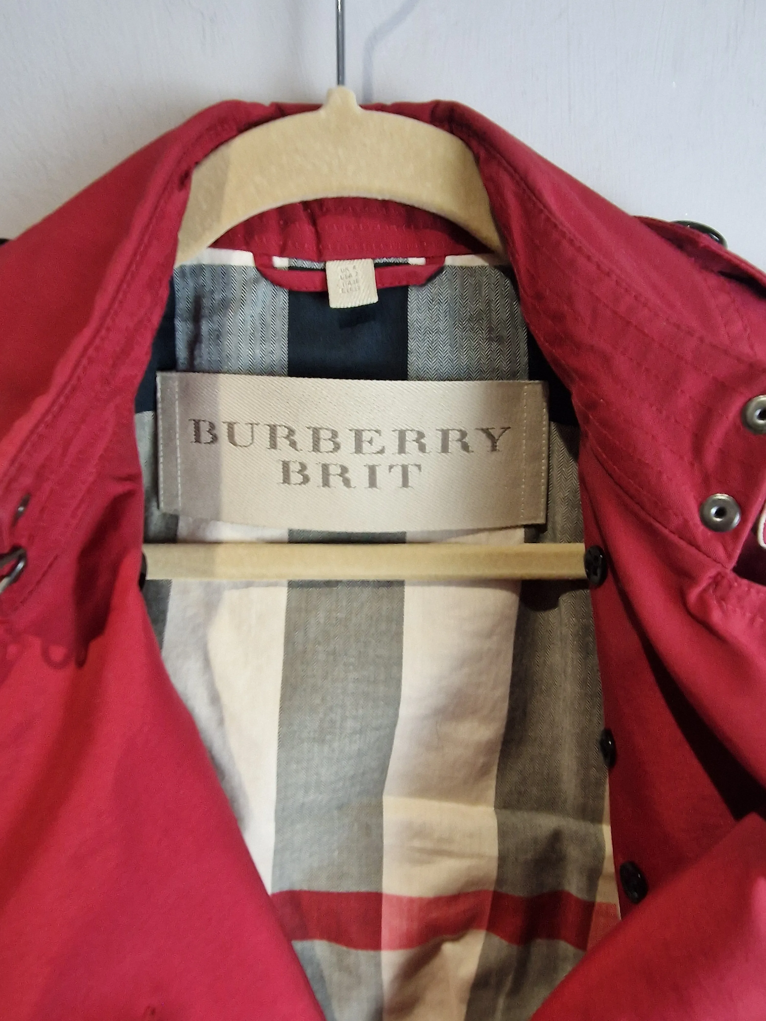 Burberry Size 4 Burgundy Trench Coat (UK4)