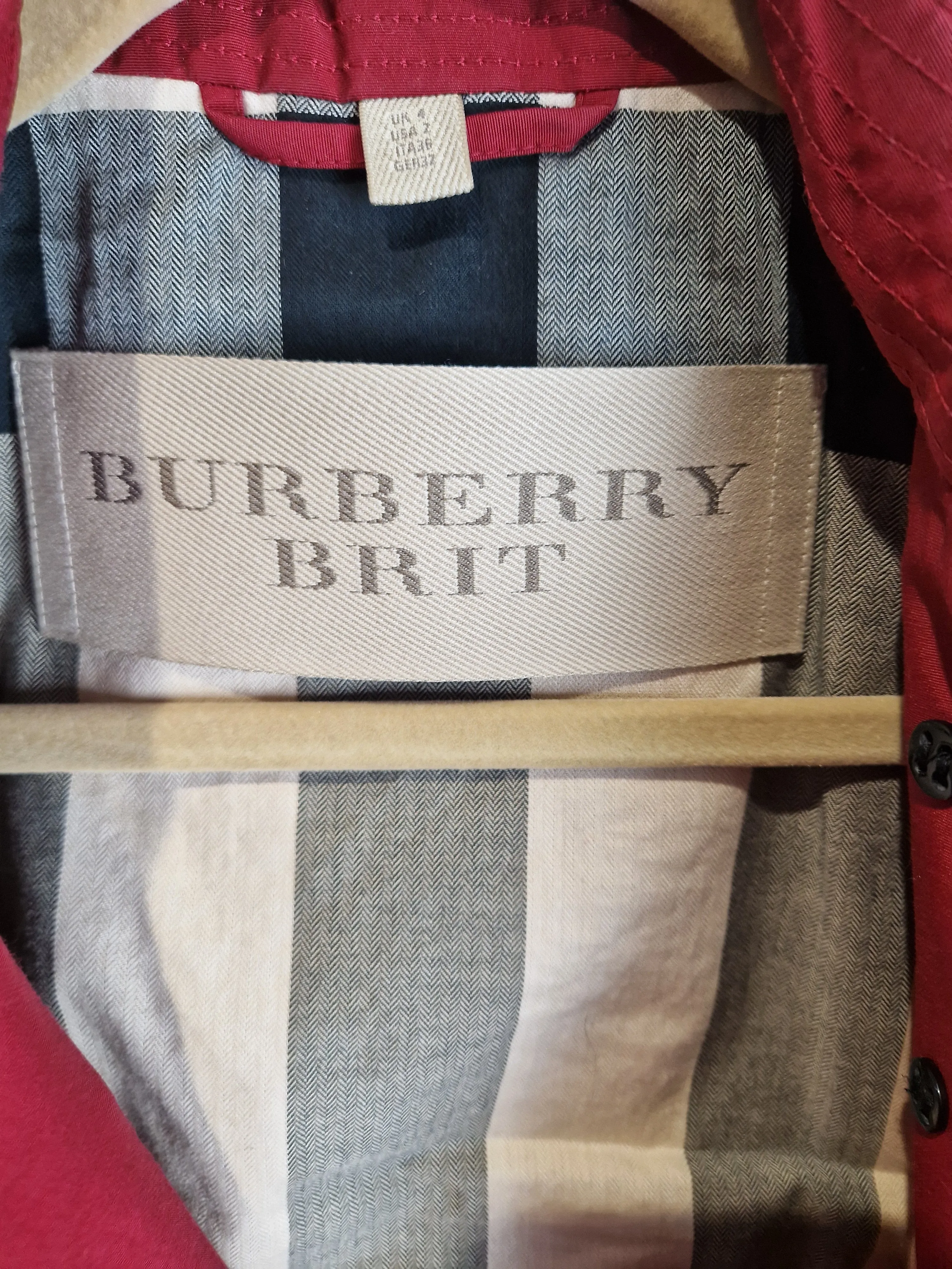 Burberry Size 4 Burgundy Trench Coat (UK4)