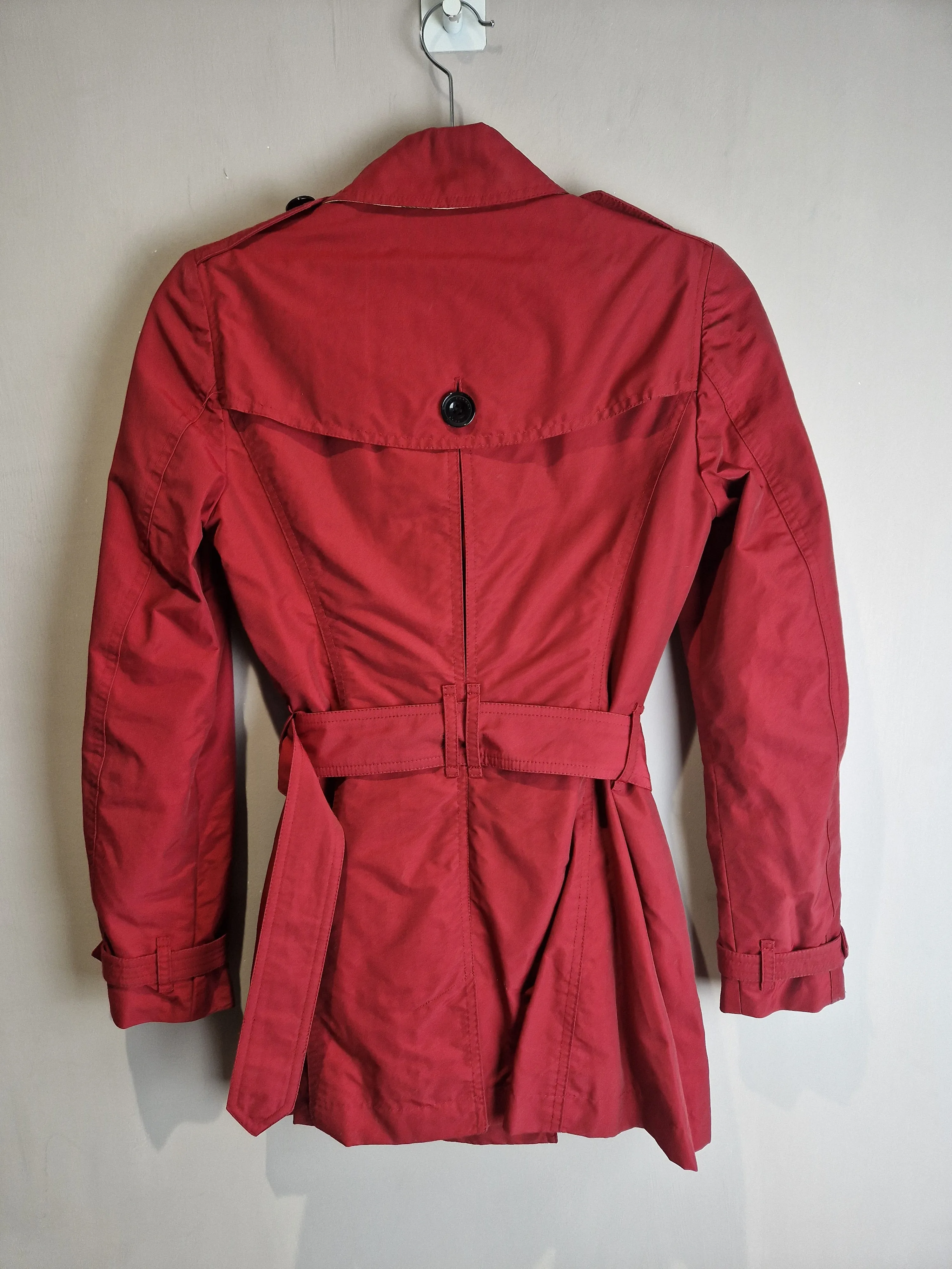 Burberry Size 4 Burgundy Trench Coat (UK4)