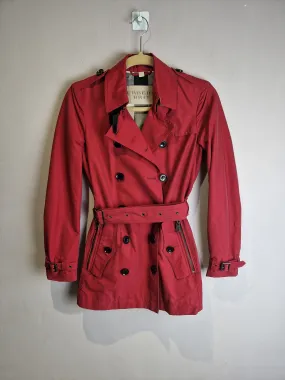 Burberry Size 4 Burgundy Trench Coat (UK4)