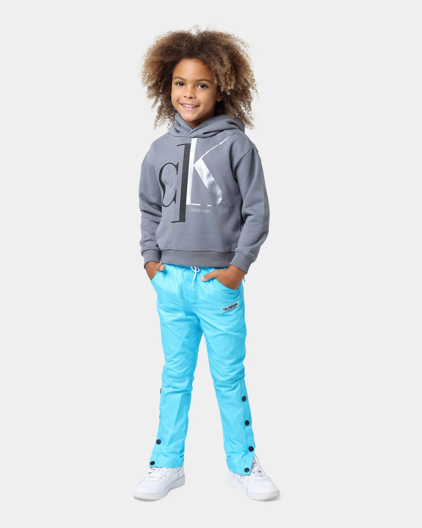 Calvin Klein Kids' Mixed Monogram Relaxed Hoodie Asphalt Grey