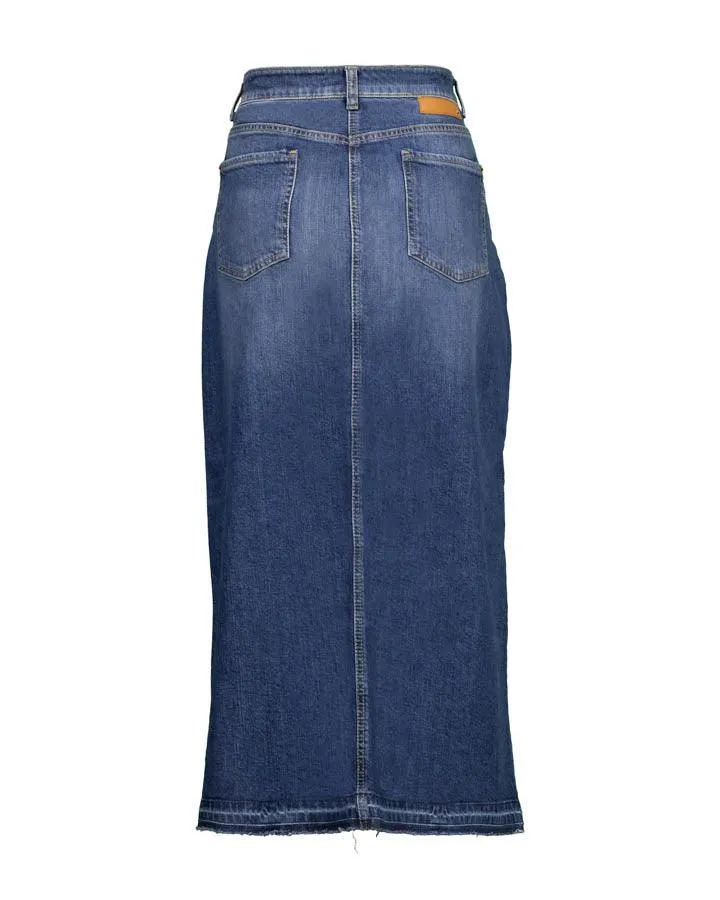 Cambio Hailey Slit Denim Jean Midi Skirt