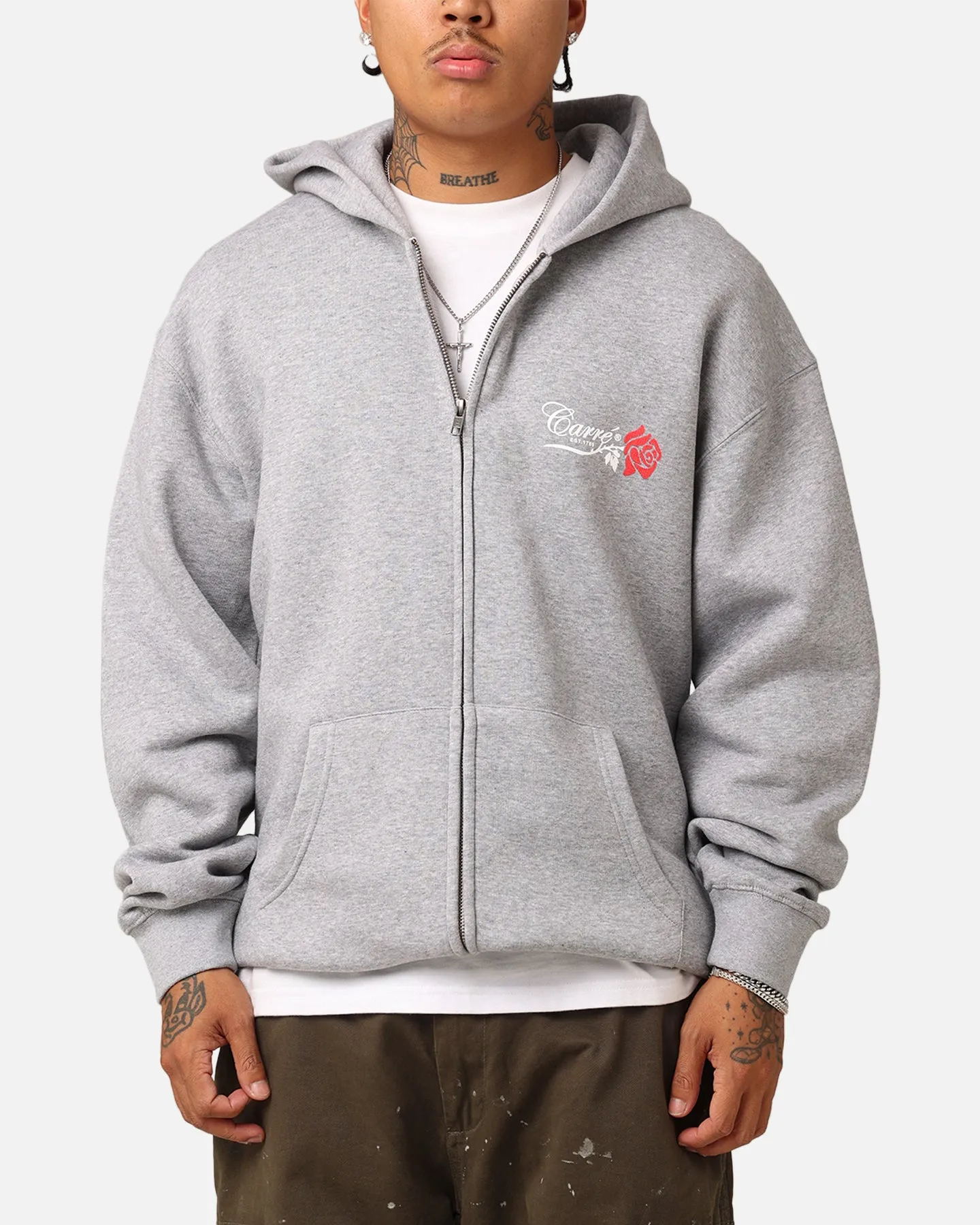 Carré Rara Full Zip Hoodie Grey Marle