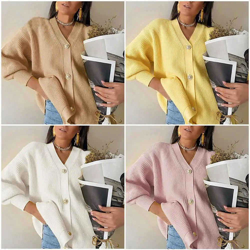 Casual Solid Color Long Knitted Cardigan Sweater