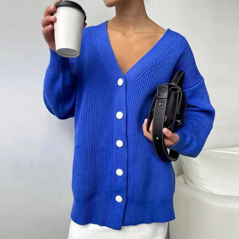 Casual Solid Color Long Knitted Cardigan Sweater