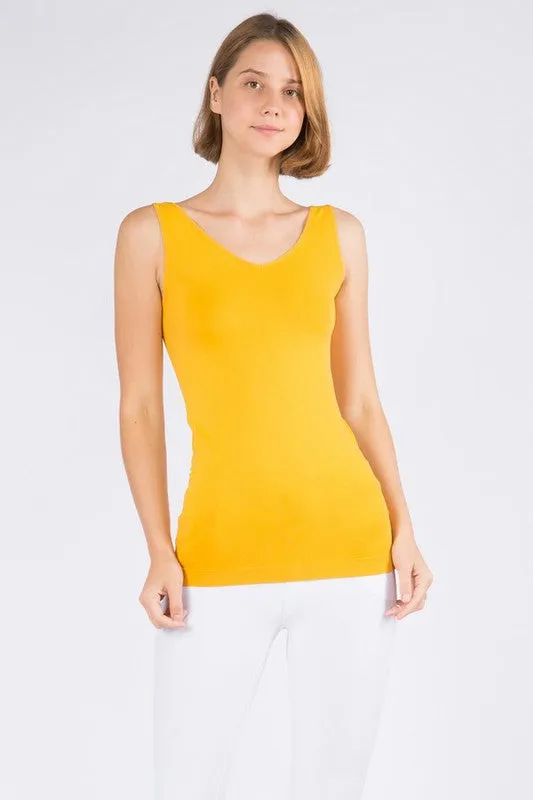 Cathy Basic Reversible Seamless Tank ~ Mustard