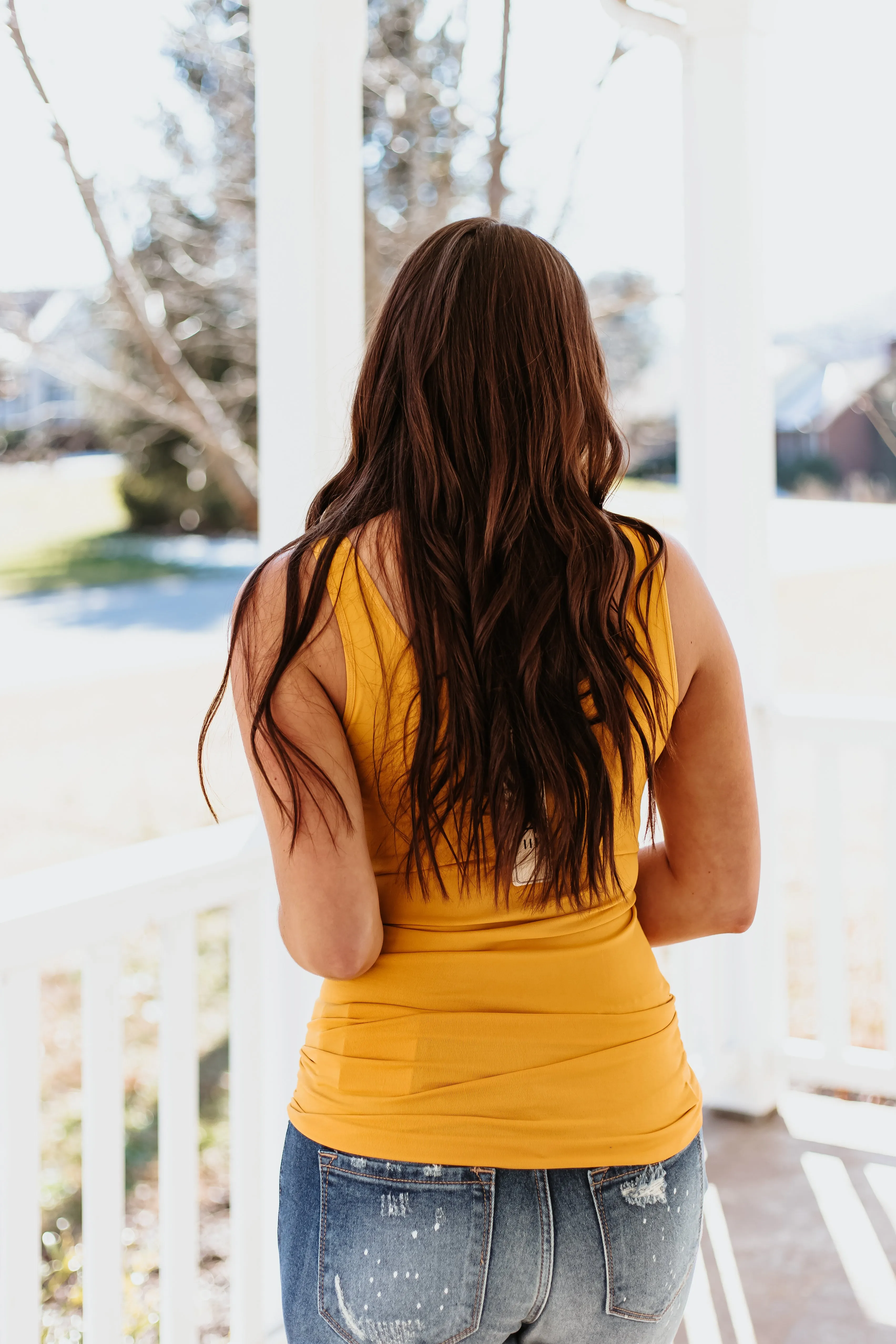 Cathy Basic Reversible Seamless Tank ~ Mustard