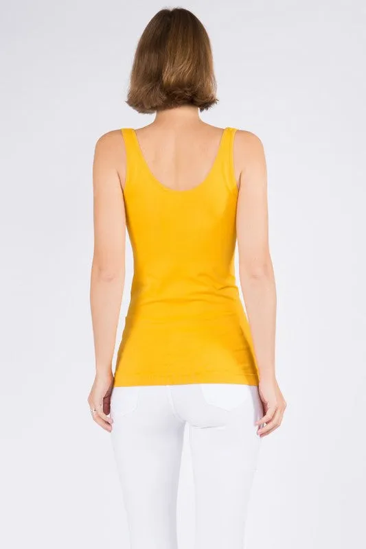 Cathy Basic Reversible Seamless Tank ~ Mustard