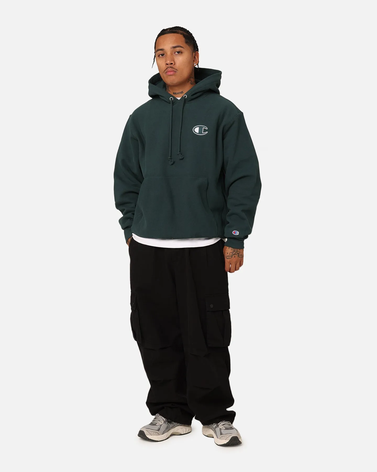 Champion Reverse Weave Big C Hoodie Baby Spinach